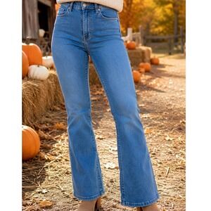 Blue Turtle Womens High Rise Flare Jeans Medium Wash Sustainable Denim 1